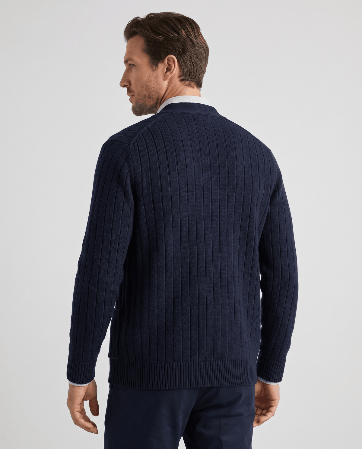 Ribbed Knit V-Neck Cardigan Sweater – Button Front & Cotton Blend | Rodel