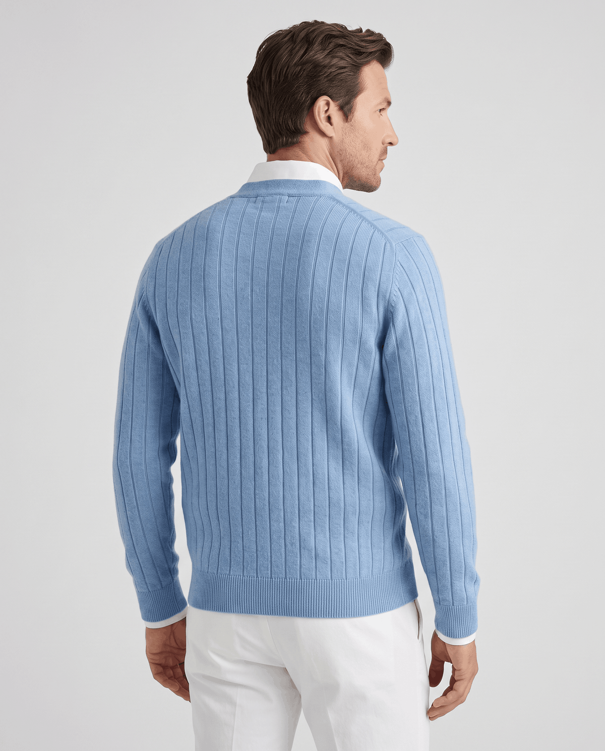 Ribbed Knit V-Neck Cardigan Sweater – Button Front & Cotton Blend | Rodel