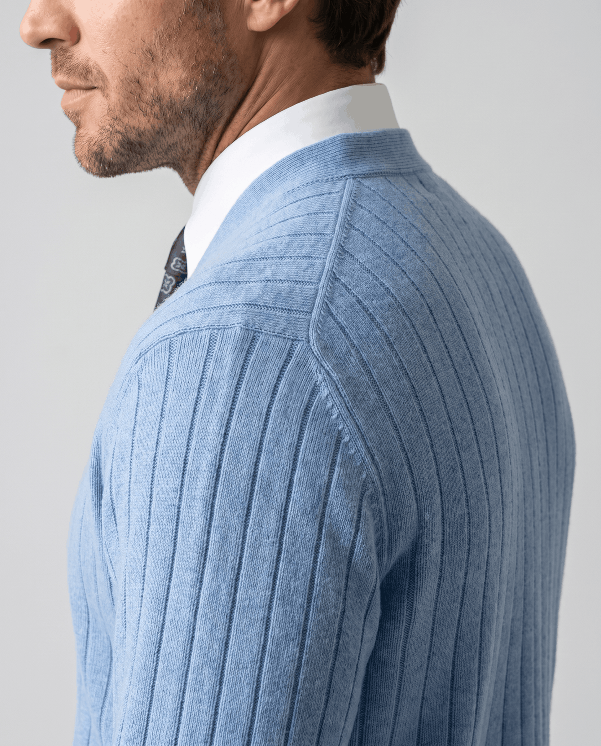 Ribbed Knit V-Neck Cardigan Sweater – Button Front & Cotton Blend | Rodel