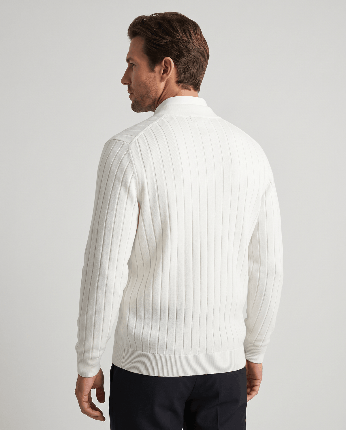 Ribbed Knit V-Neck Cardigan Sweater – Button Front & Cotton Blend | Rodel