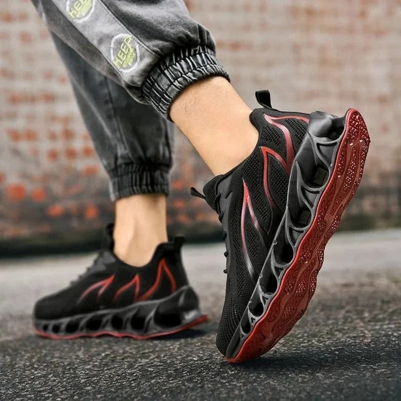 Men's Running Shoes Road with Mesh Blade Sole and Padded Ankle Collar