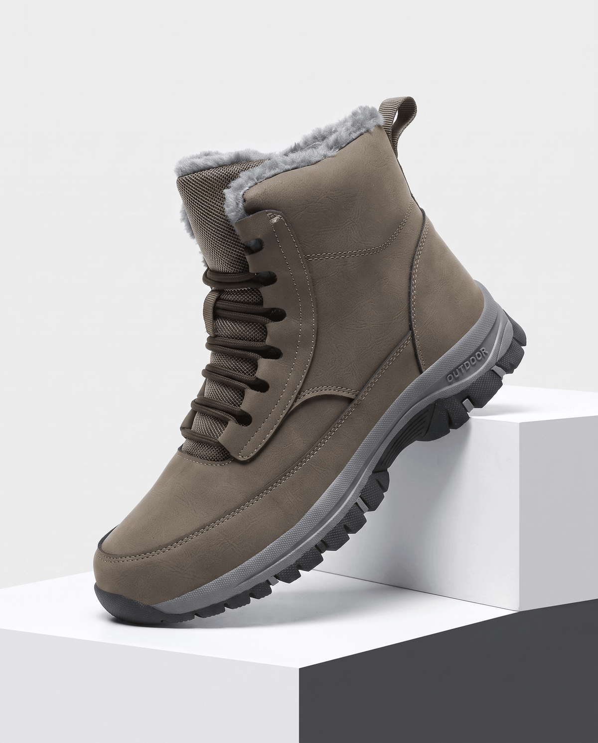 Sherpa-Lined Snow Boots for Men – Lace-Up, Padded Tongue & Non-Slip Sole | Marco