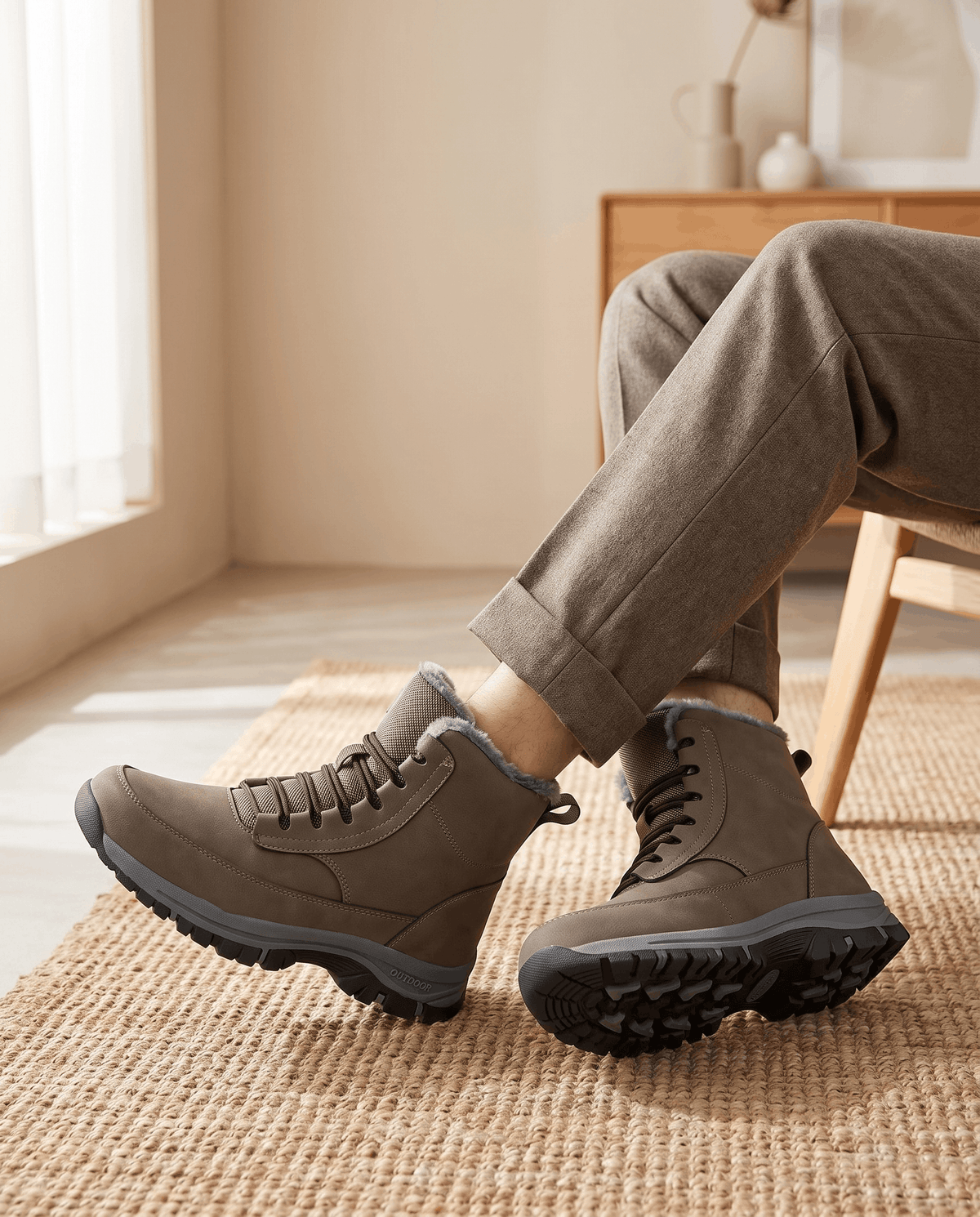 Sherpa-Lined Snow Boots for Men – Lace-Up, Padded Tongue & Non-Slip Sole | Marco