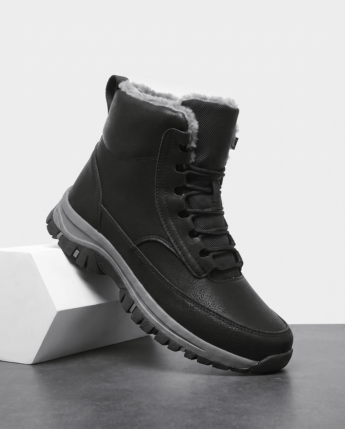 Sherpa-Lined Snow Boots for Men – Lace-Up, Padded Tongue & Non-Slip Sole | Marco