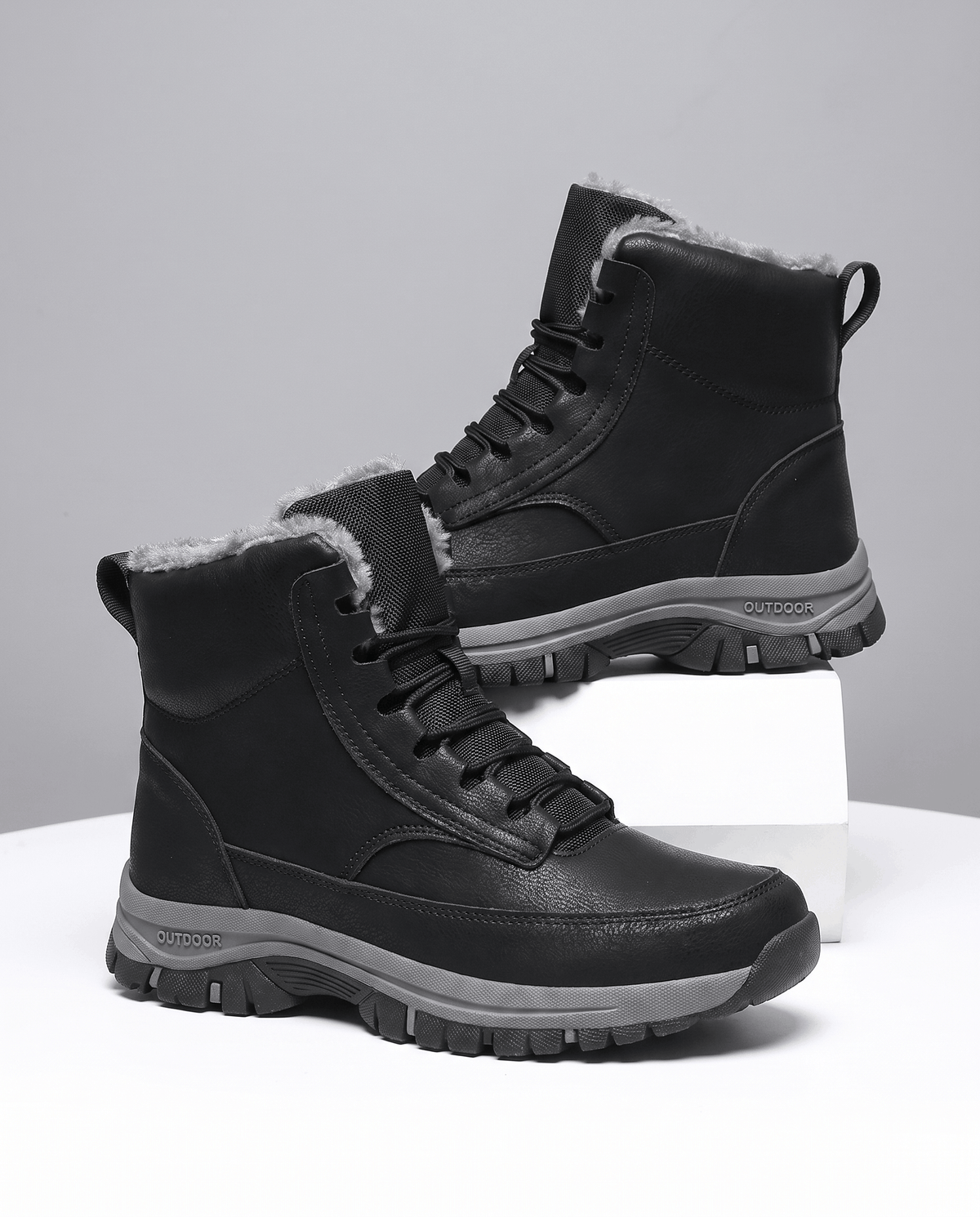 Sherpa-Lined Snow Boots for Men – Lace-Up, Padded Tongue & Non-Slip Sole | Marco