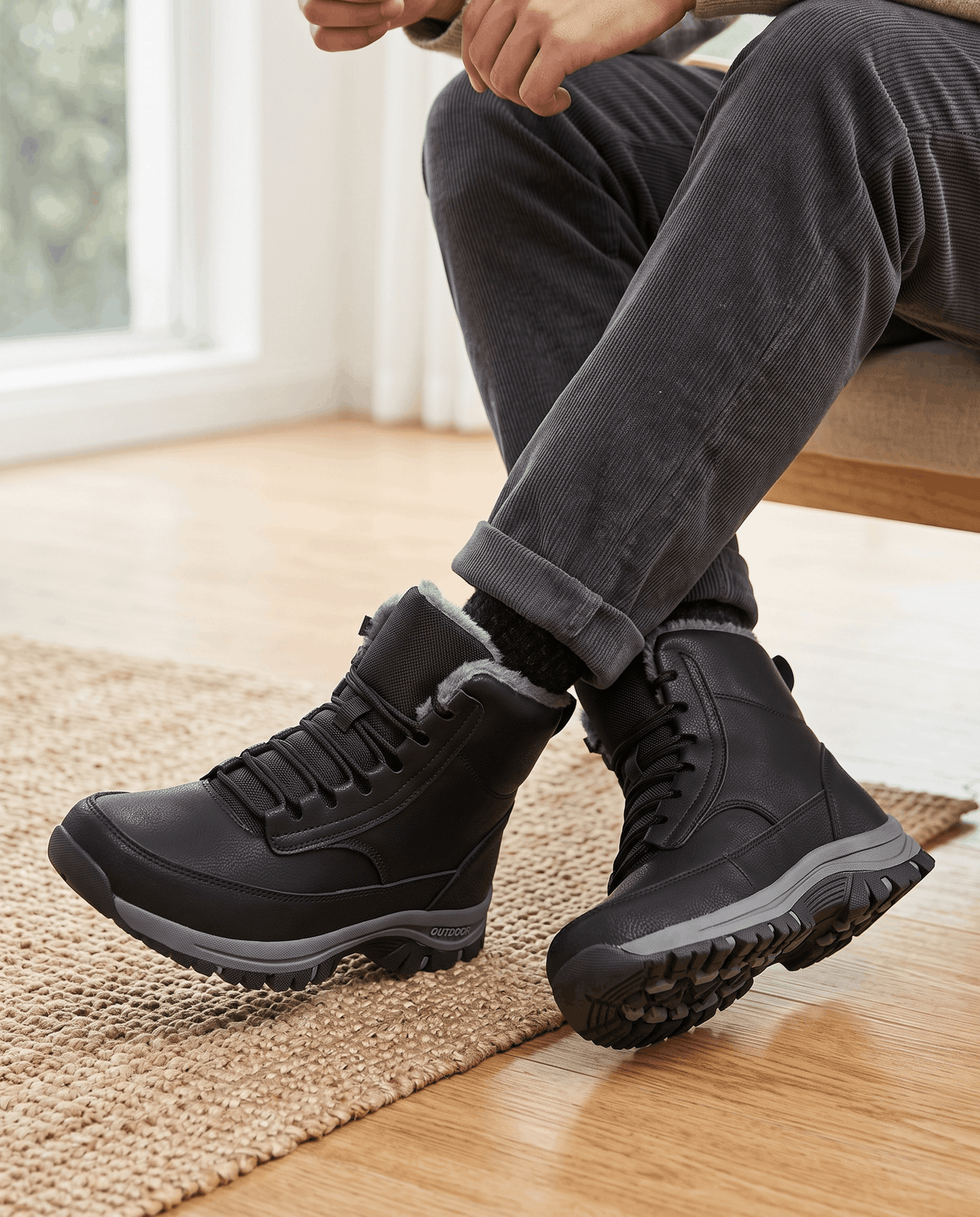 Sherpa-Lined Snow Boots for Men – Lace-Up, Padded Tongue & Non-Slip Sole | Marco