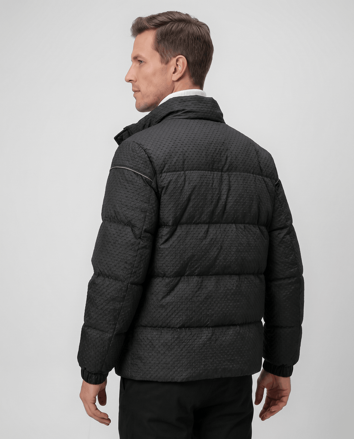 Short Puffer Jacket – Textured Shell, Stand Collar & Ribbed Cuffs | Holloway