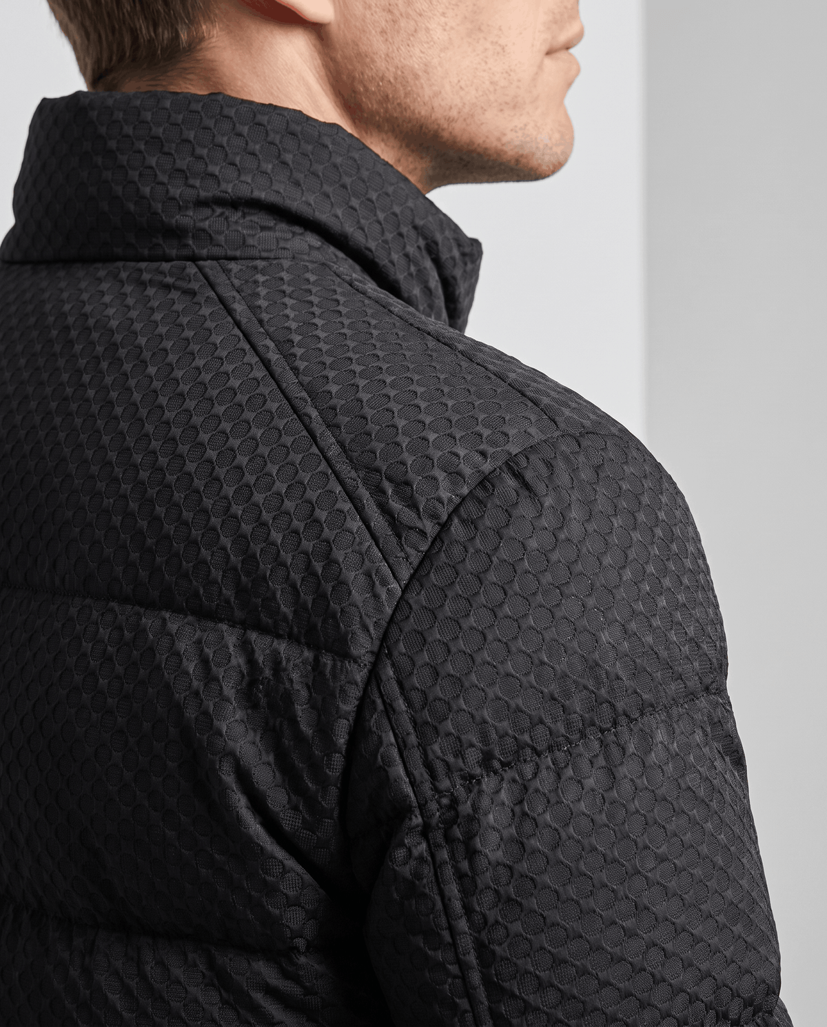Short Puffer Jacket – Textured Shell, Stand Collar & Ribbed Cuffs | Holloway