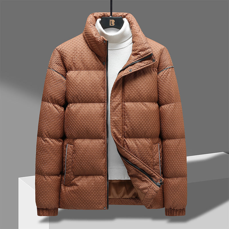 Short Puffer Jacket – Textured Shell, Stand Collar & Ribbed Cuffs | Holloway