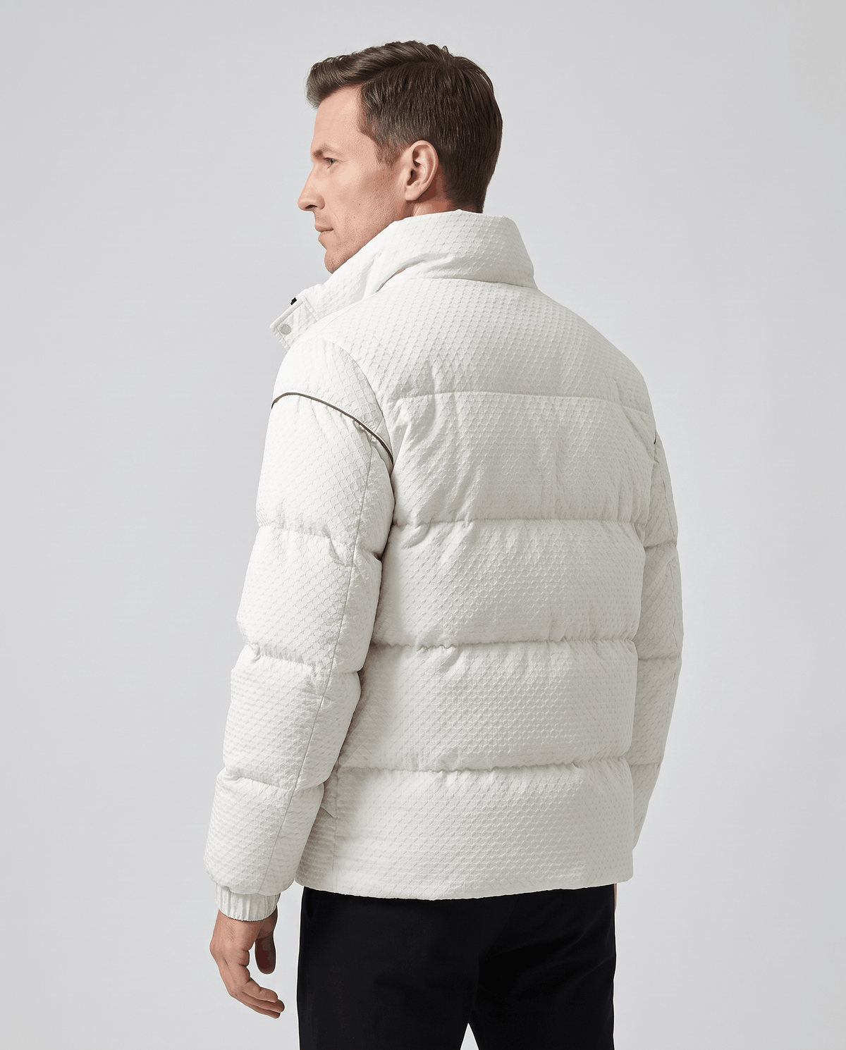 Short Puffer Jacket – Textured Shell, Stand Collar & Ribbed Cuffs | Holloway