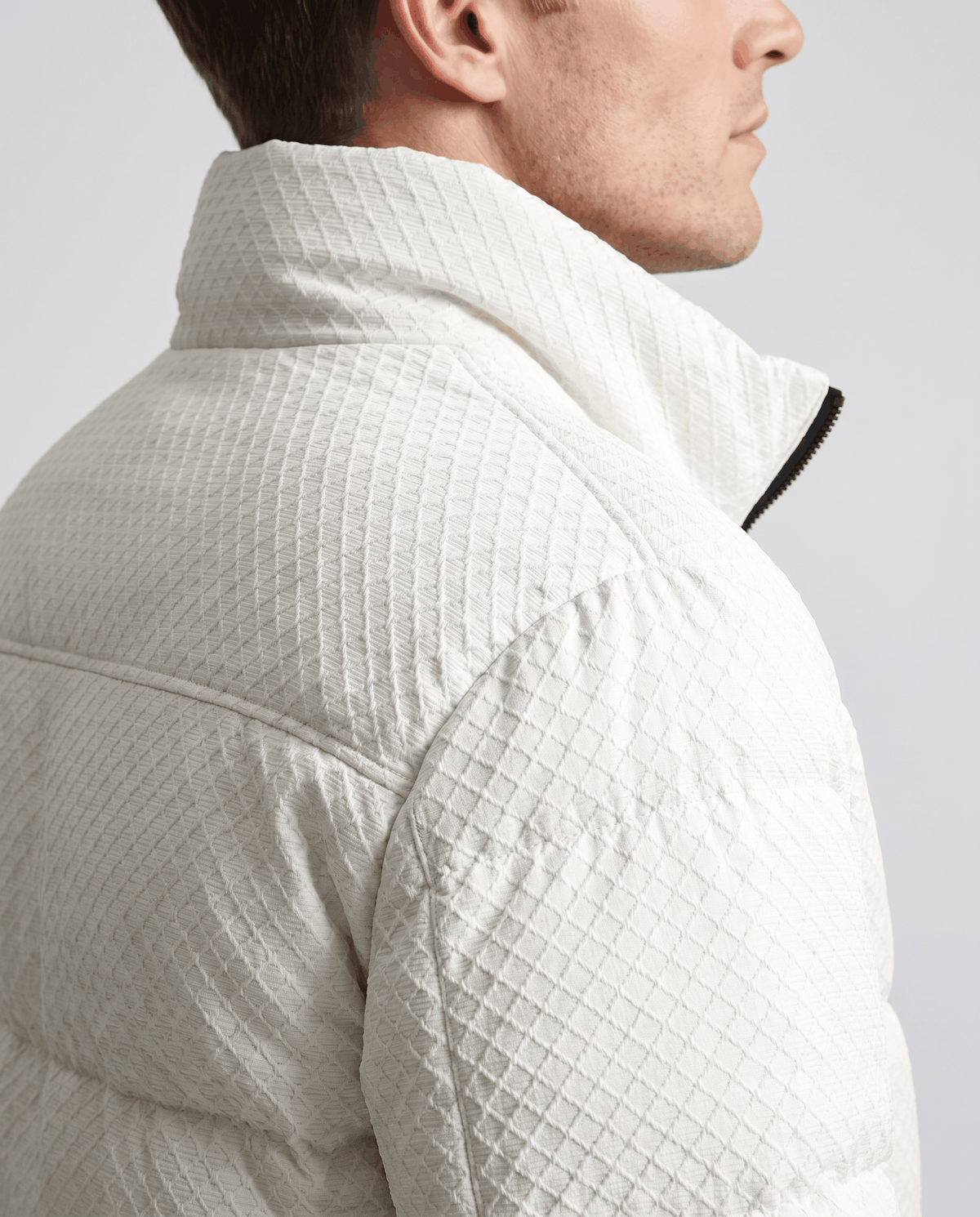 Short Puffer Jacket – Textured Shell, Stand Collar & Ribbed Cuffs | Holloway