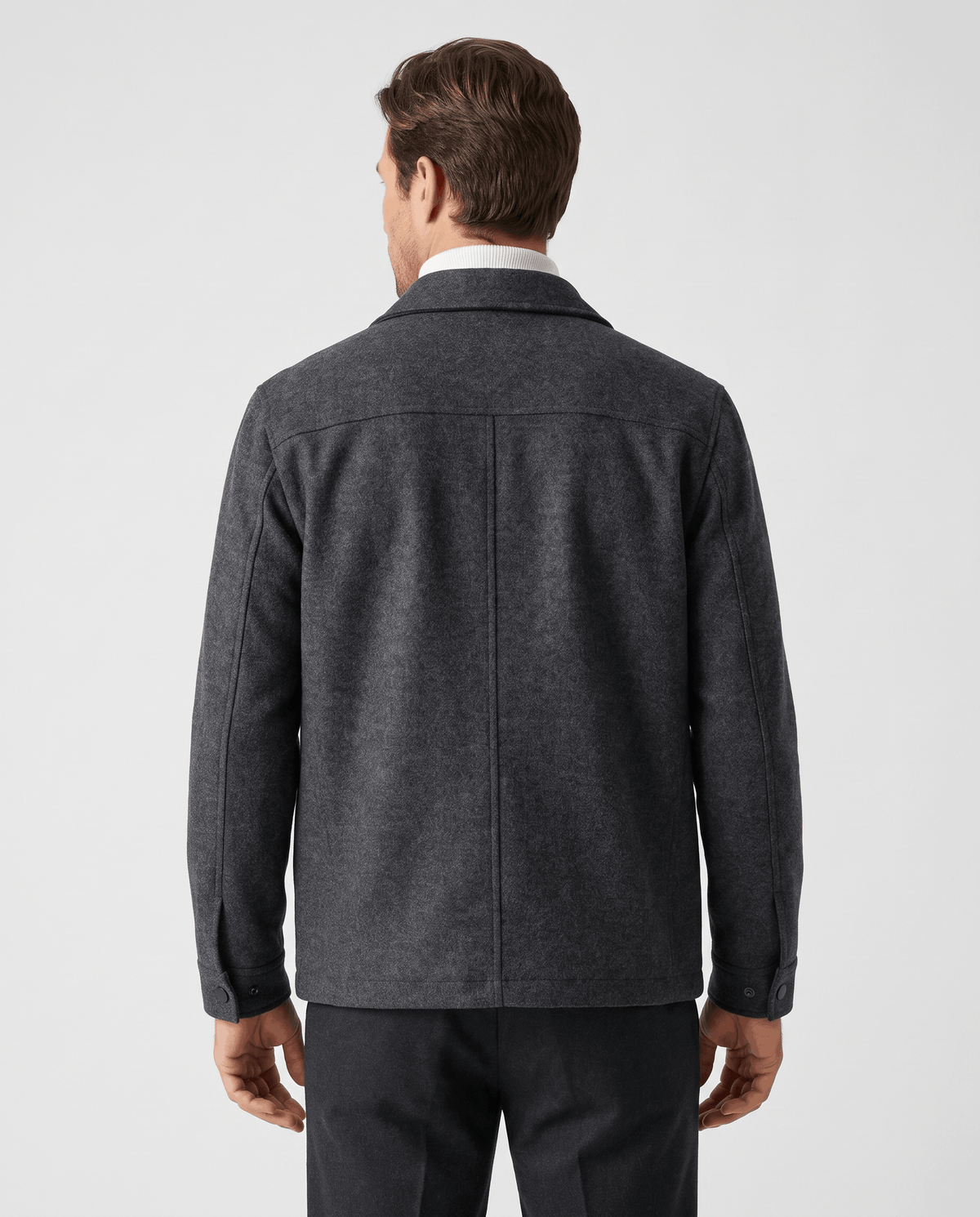 Short Wool-Blend Jacket – Snap Front, Flap Chest Pockets & Turn-Down Collar | Amadeo