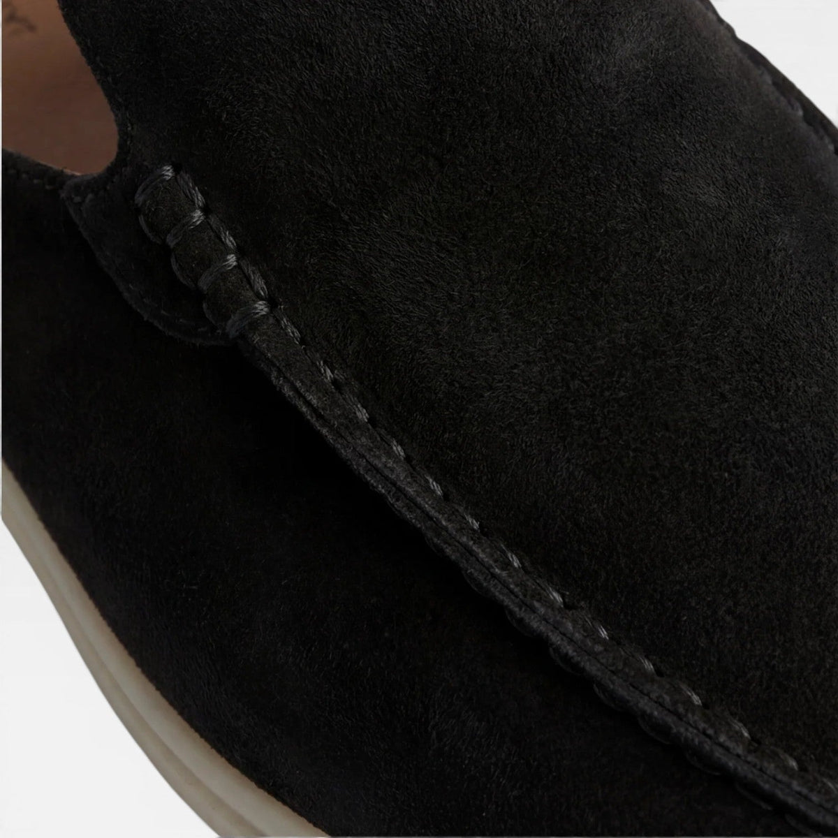 Men's Slip on Suede Loafers with Moccasin Stitched Toe and Backless Mule Design