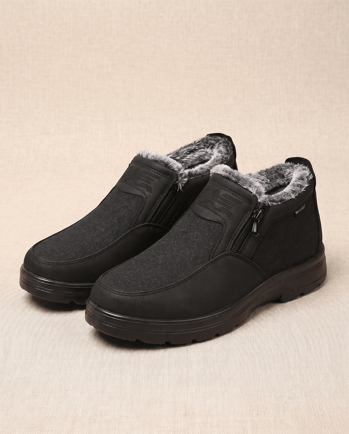 Slip-On Winter Ankle Boots for Men – Side Zip, Plush Collar & Platform Sole | Pablo