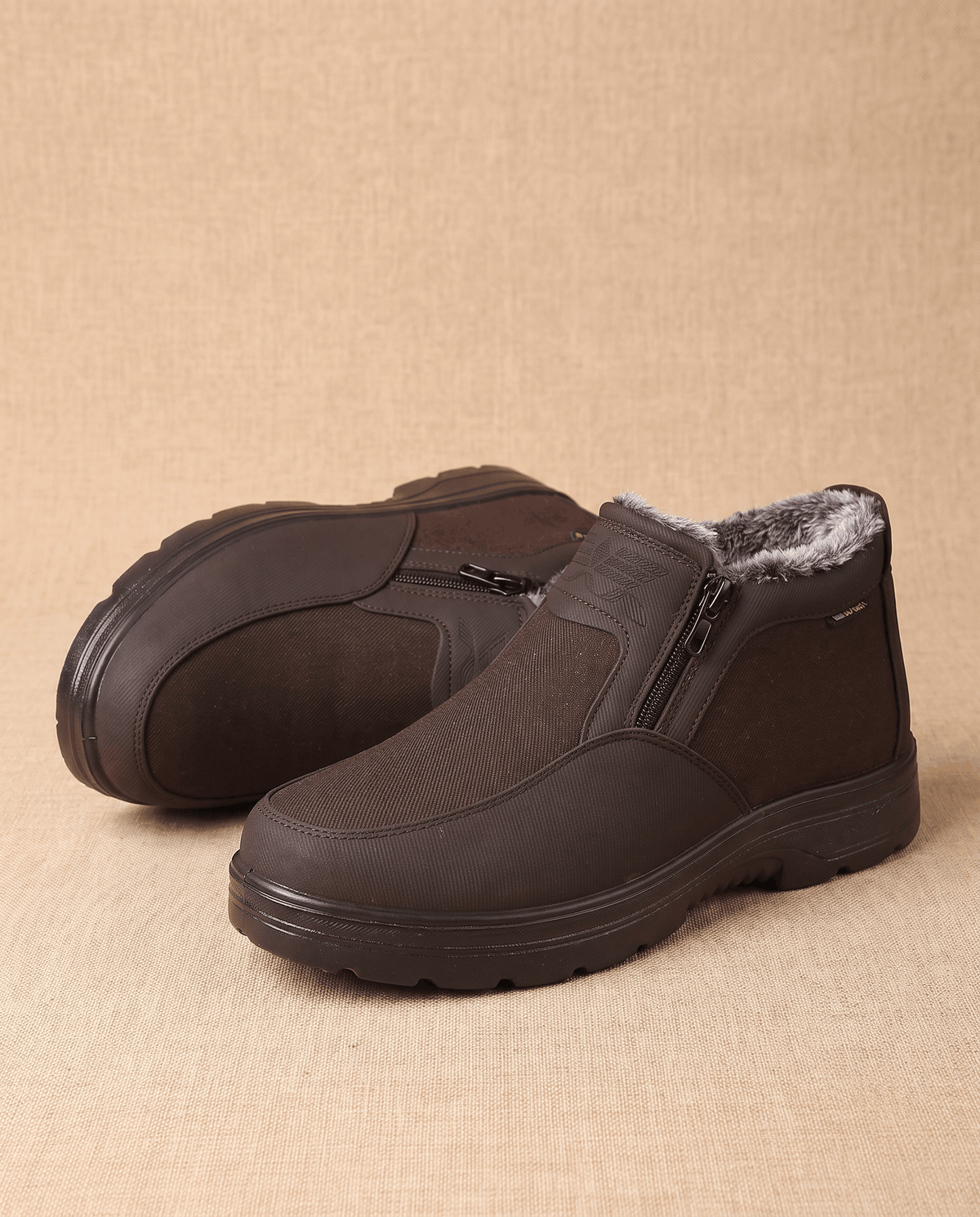 Slip-On Winter Ankle Boots for Men – Side Zip, Plush Collar & Platform Sole | Pablo