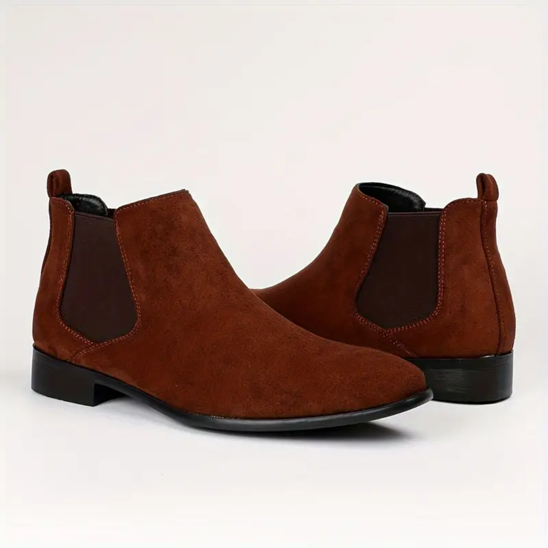 Men's Suede Chelsea Boots Slip on with Elastic Gussets and Pull Tab