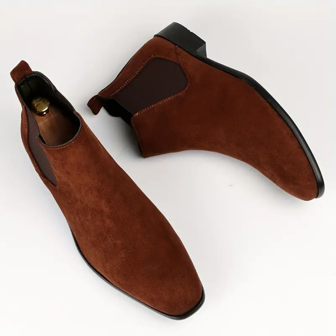 Men's Suede Chelsea Boots Slip on with Elastic Gussets and Pull Tab
