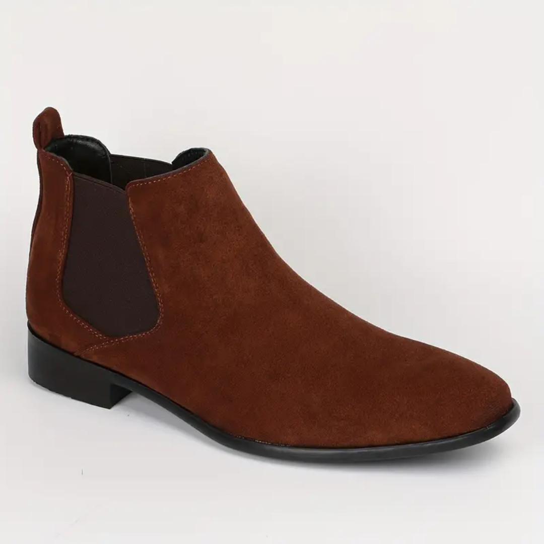 Men's Suede Chelsea Boots Slip on with Elastic Gussets and Pull Tab