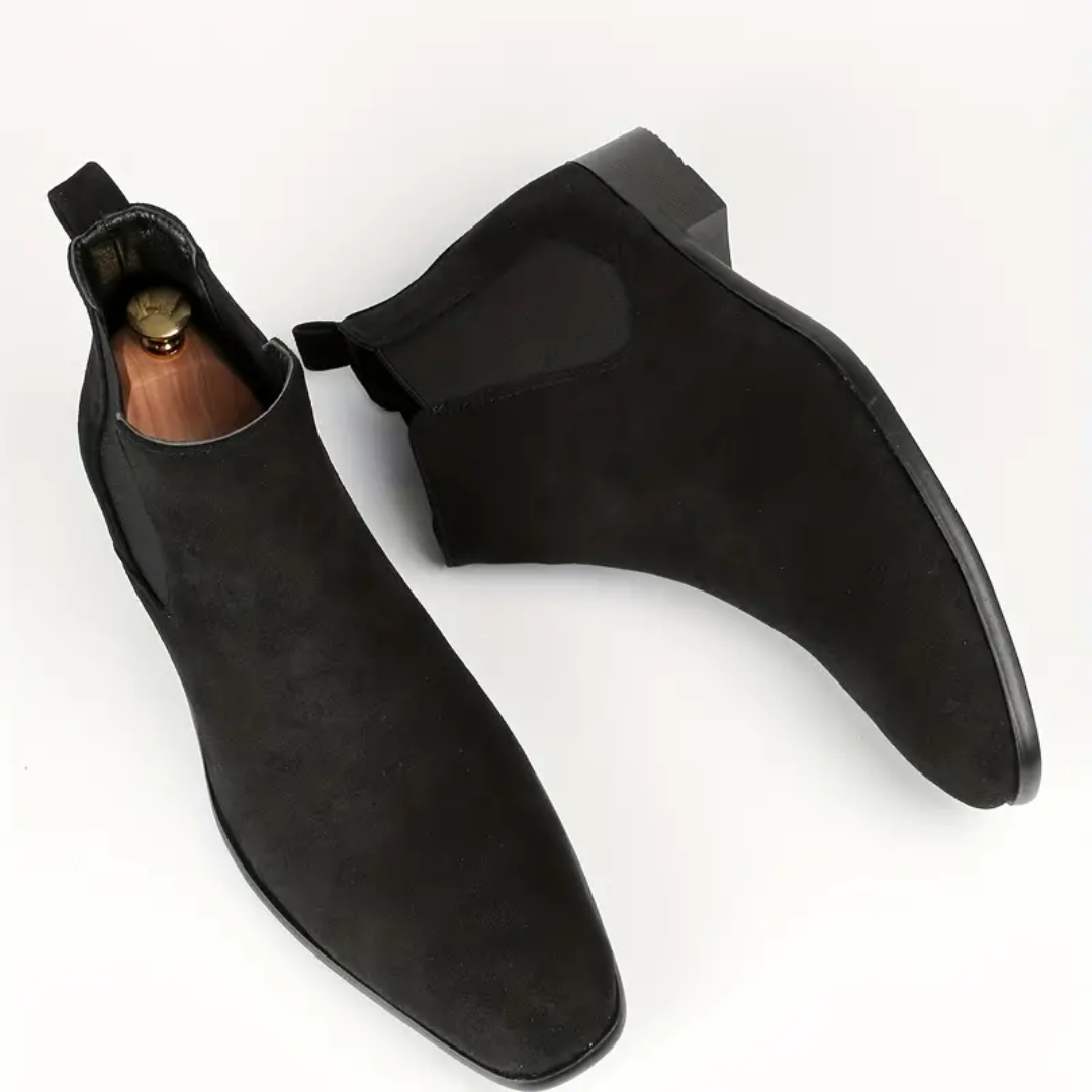 Men's Suede Chelsea Boots Slip on with Elastic Gussets and Pull Tab