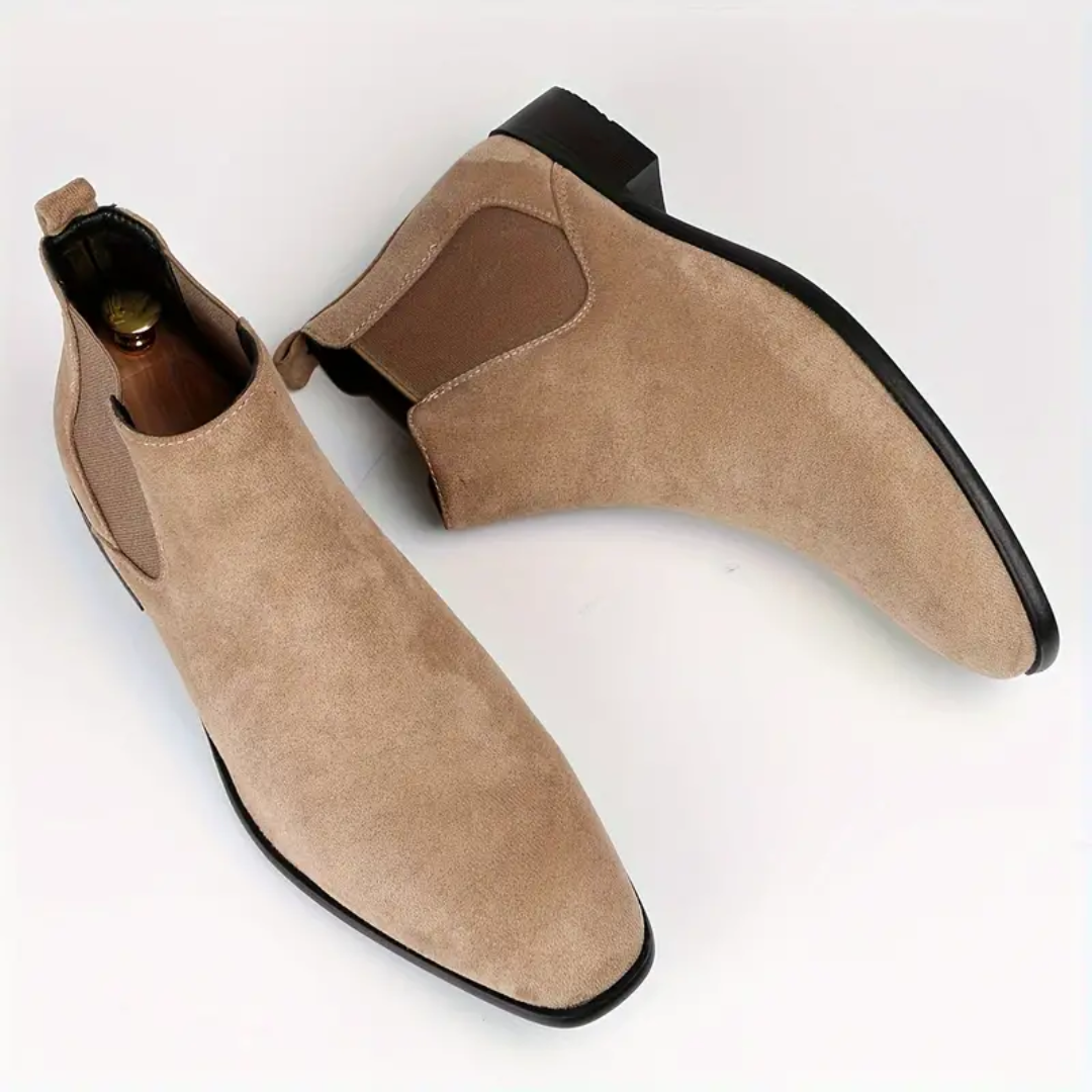 Men's Suede Chelsea Boots Slip on with Elastic Gussets and Pull Tab