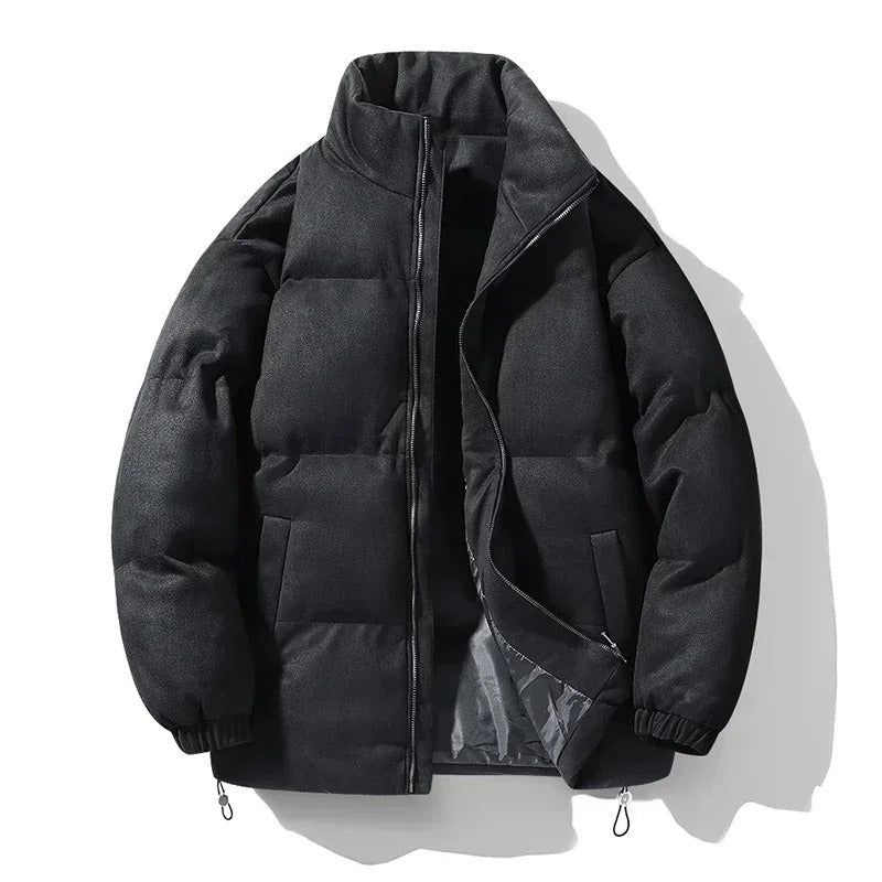 Suede Puffer Jacket – Stand Collar, Chunky Quilting & Drawcord Hem | Hudson