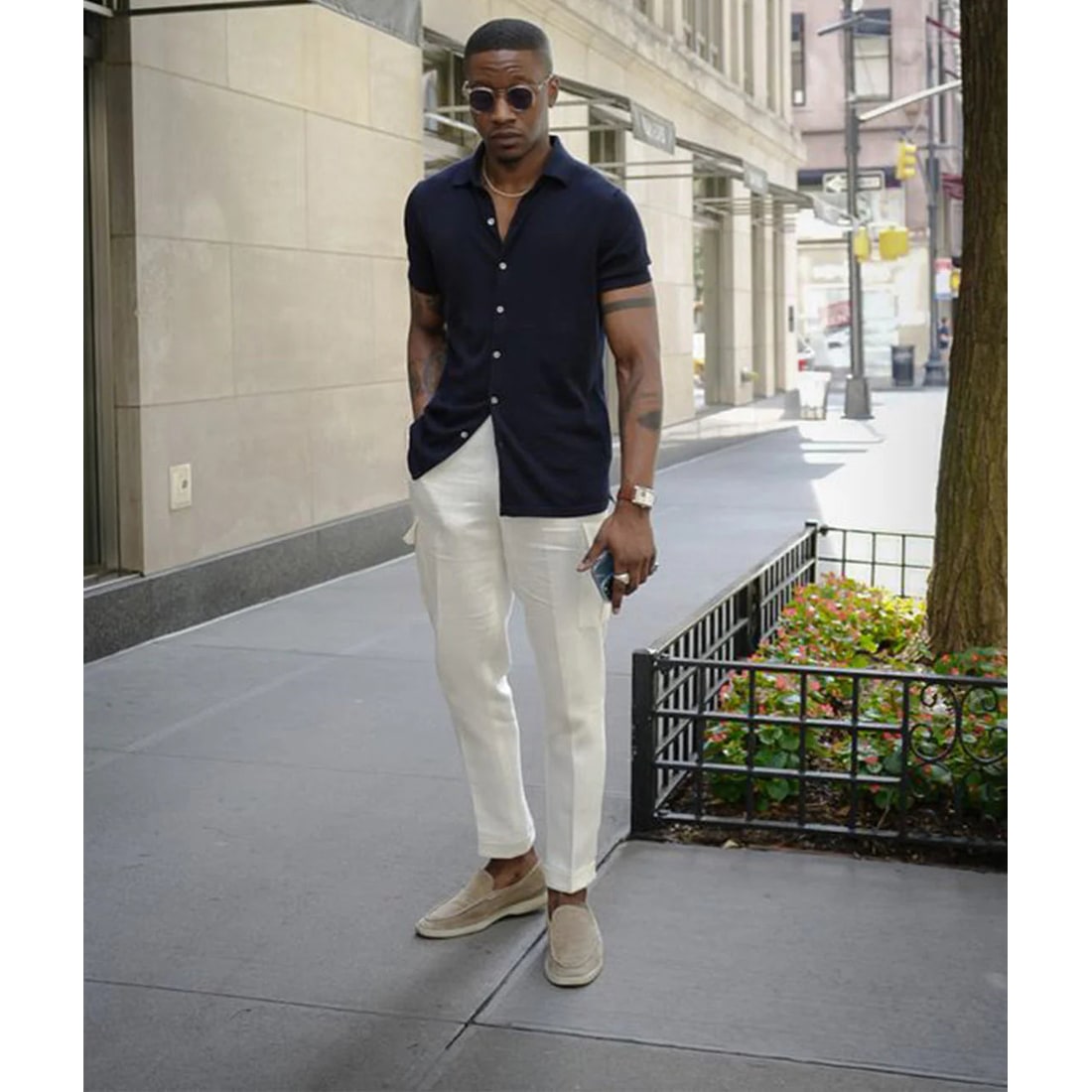 Men's Suede Slip-On Loafers Casual with Sole and Contrast Stitching