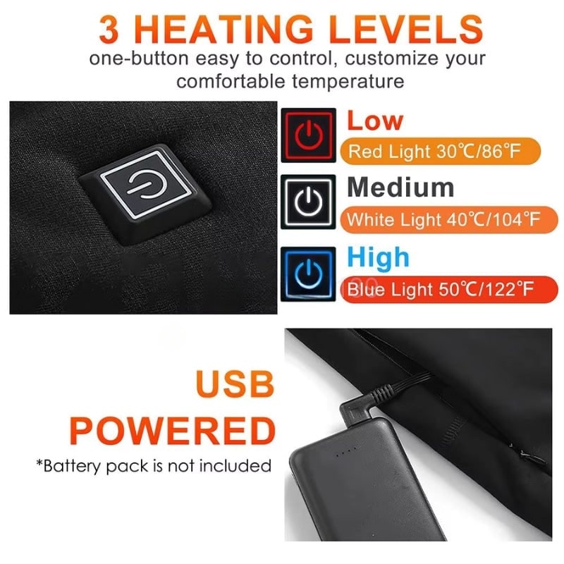 Men's Thermal Underwear Long Heated Base Layer Pants USB Rechargeable Slim Fit