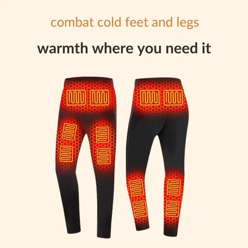 Men's Thermal Underwear Long Heated Base Layer Pants USB Rechargeable Slim Fit