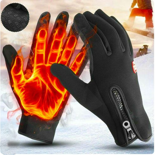 Men's Waterproof Winter Gloves with Touchscreen Fingertips Fleece Lined Zipper Wrist