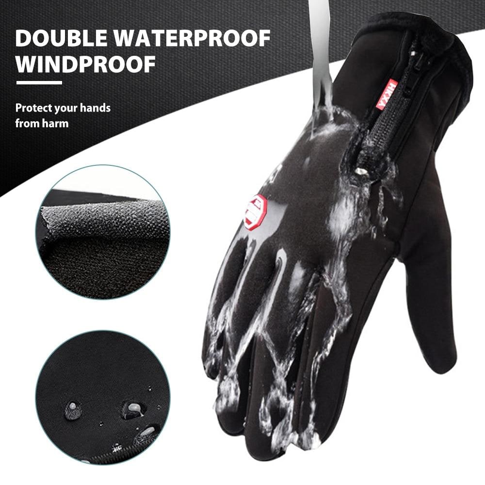 Men's Waterproof Winter Gloves with Touchscreen Fingertips Fleece Lined Zipper Wrist