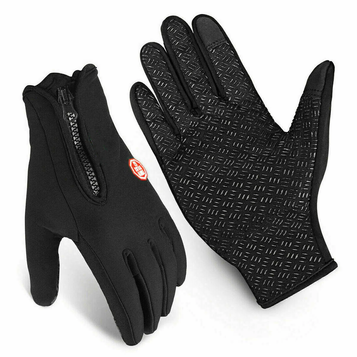 Men's Waterproof Winter Gloves with Touchscreen Fingertips Fleece Lined Zipper Wrist