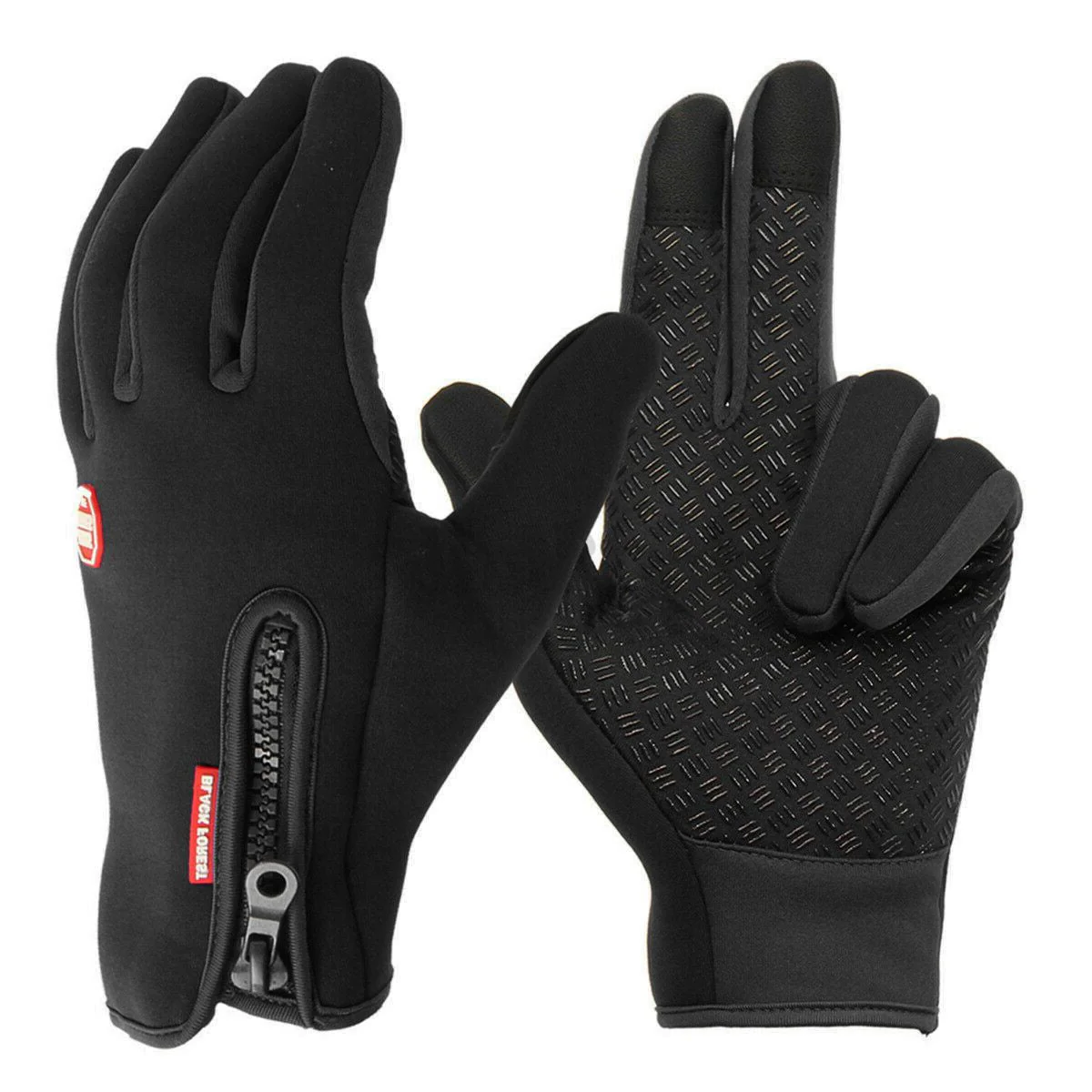 Men's Waterproof Winter Gloves with Touchscreen Fingertips Fleece Lined Zipper Wrist