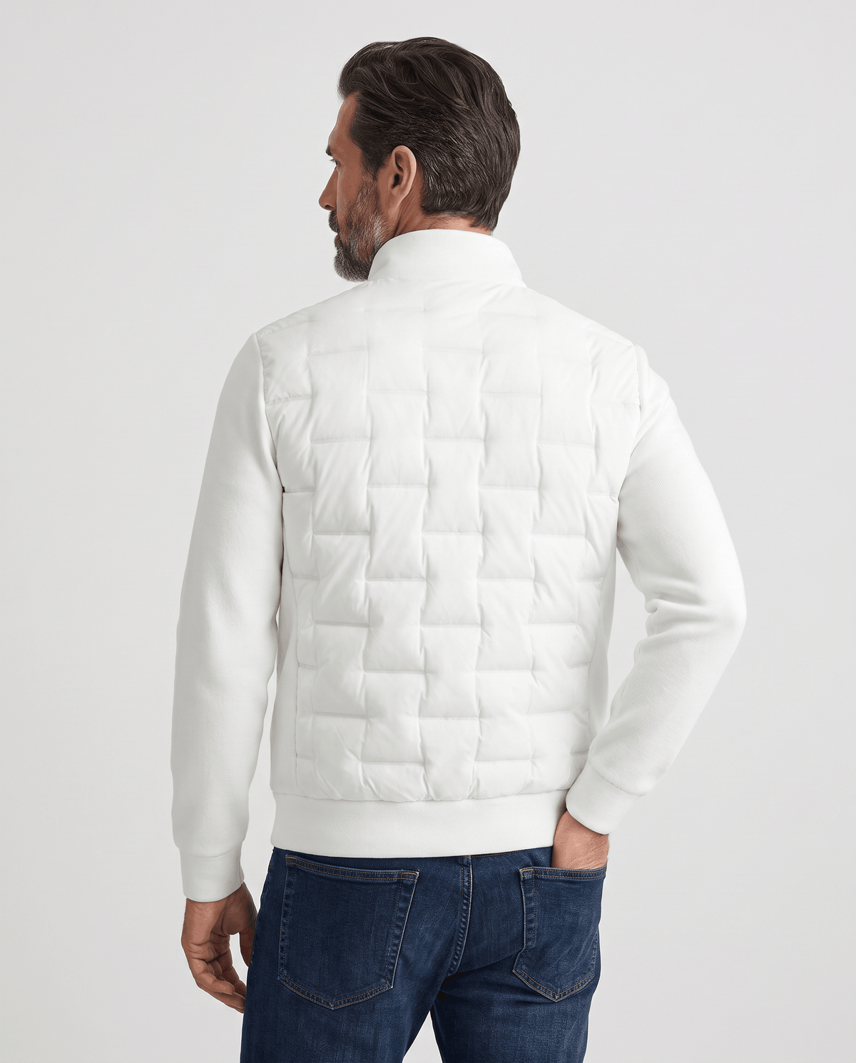 Hybrid Puffer Jacket – Quilted Body, Fleece Sleeves & Stand Collar | Emilio