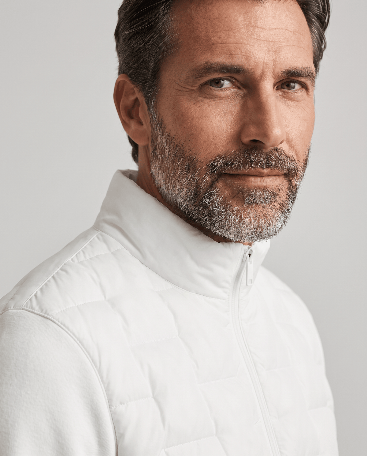 Hybrid Puffer Jacket – Quilted Body, Fleece Sleeves & Stand Collar | Emilio