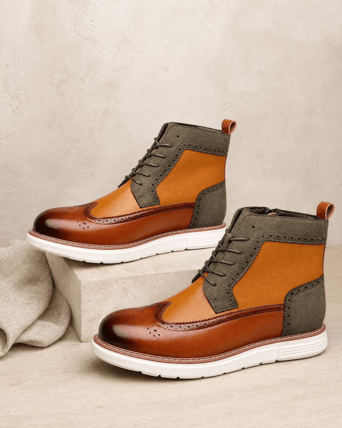 Wingtip Brogue Boots for Men – Chunky Cupsole & Matte Panels | Sandro