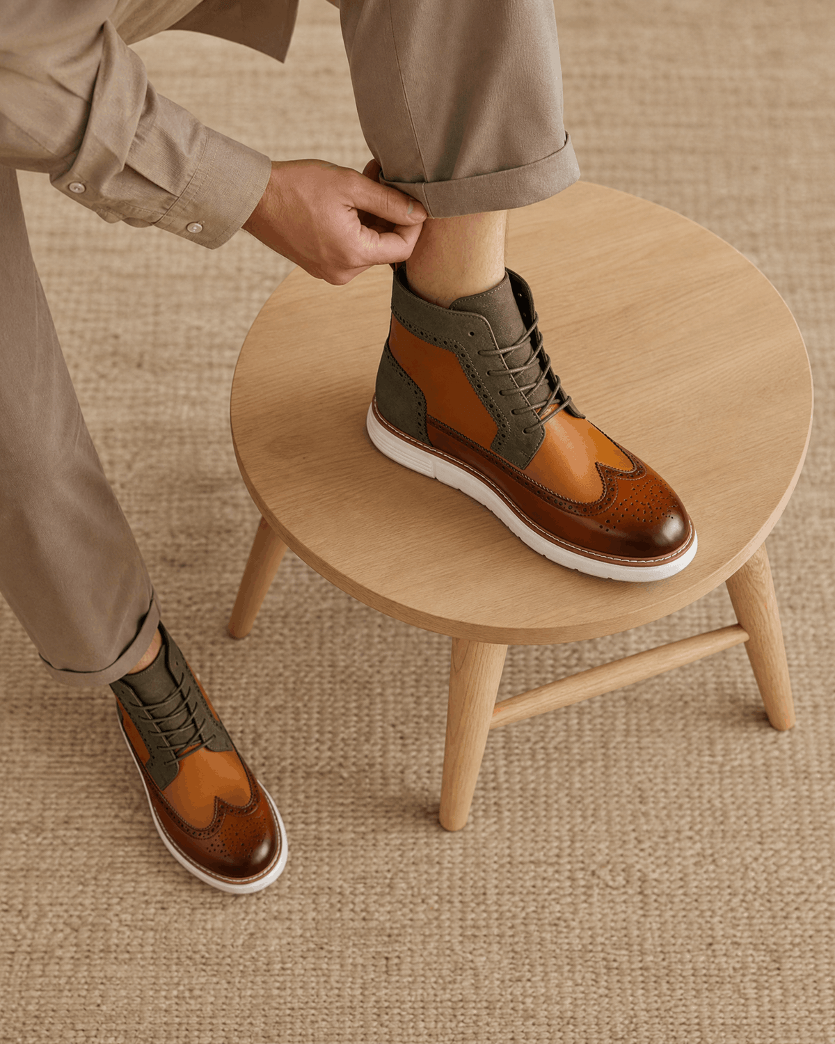 Wingtip Brogue Boots for Men – Chunky Cupsole & Matte Panels | Sandro