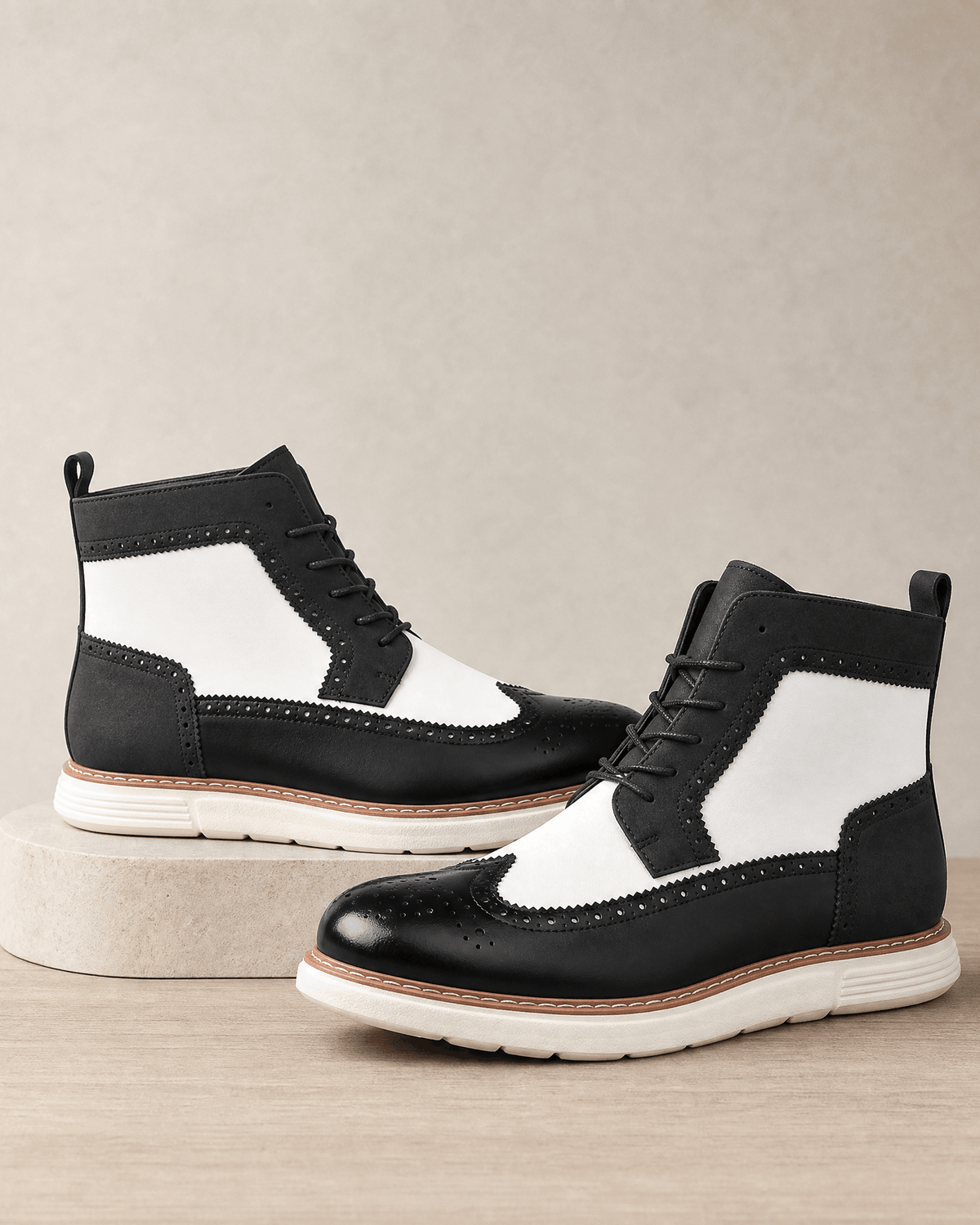 Wingtip Brogue Boots for Men – Chunky Cupsole & Matte Panels | Sandro