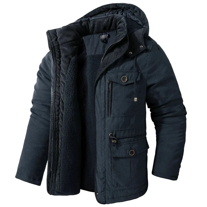 Men's Winter Jacket with Fleece Lining and Detachable Hood