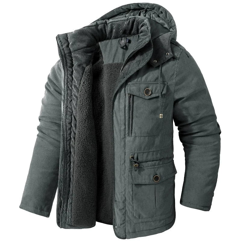 Men's Winter Jacket with Fleece Lining and Detachable Hood