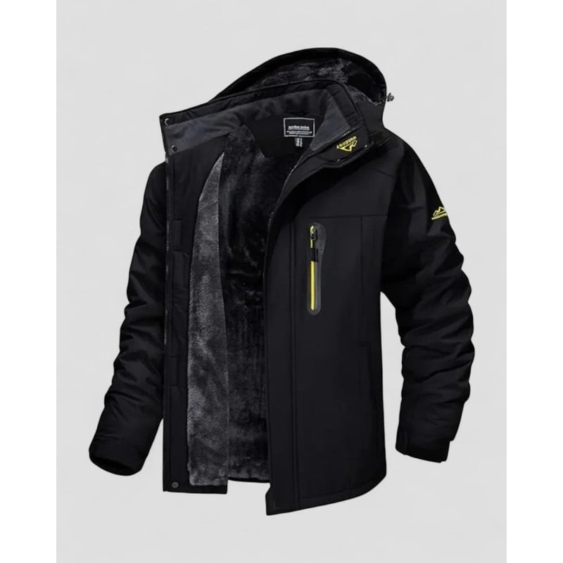 Men's Winter Jacket with Water-Resistant Fleece Lining and Adjustable Hood