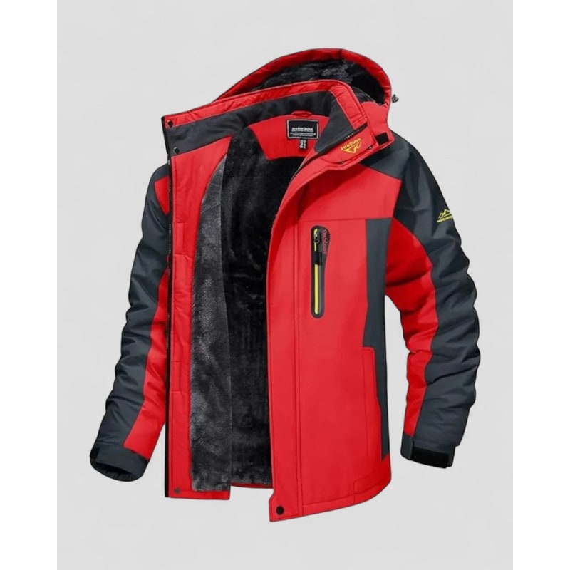 Men's Winter Jacket with Water-Resistant Fleece Lining and Adjustable Hood