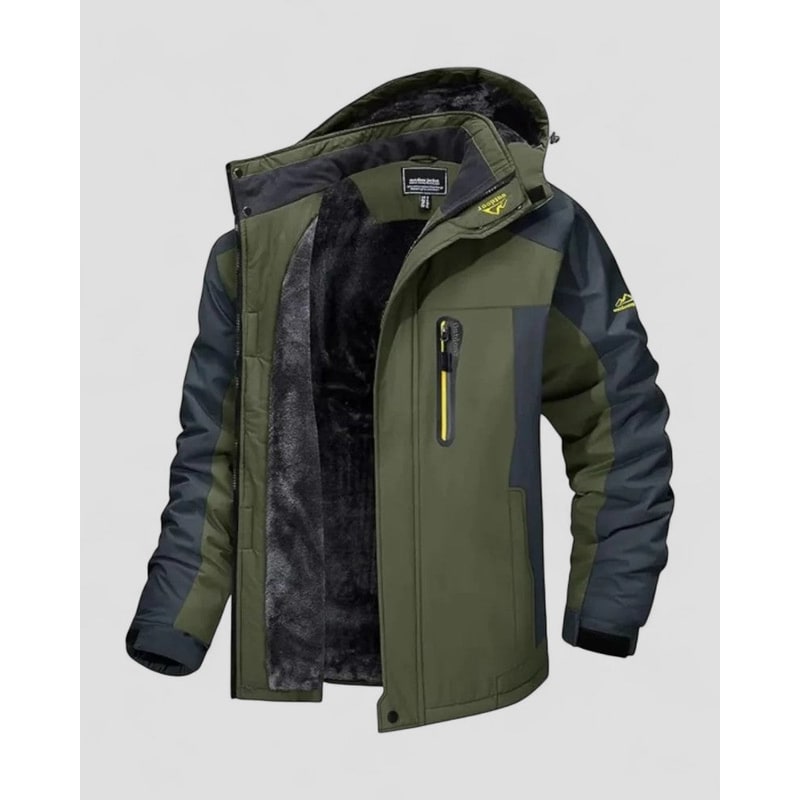 Men's Winter Jacket with Water-Resistant Fleece Lining and Adjustable Hood