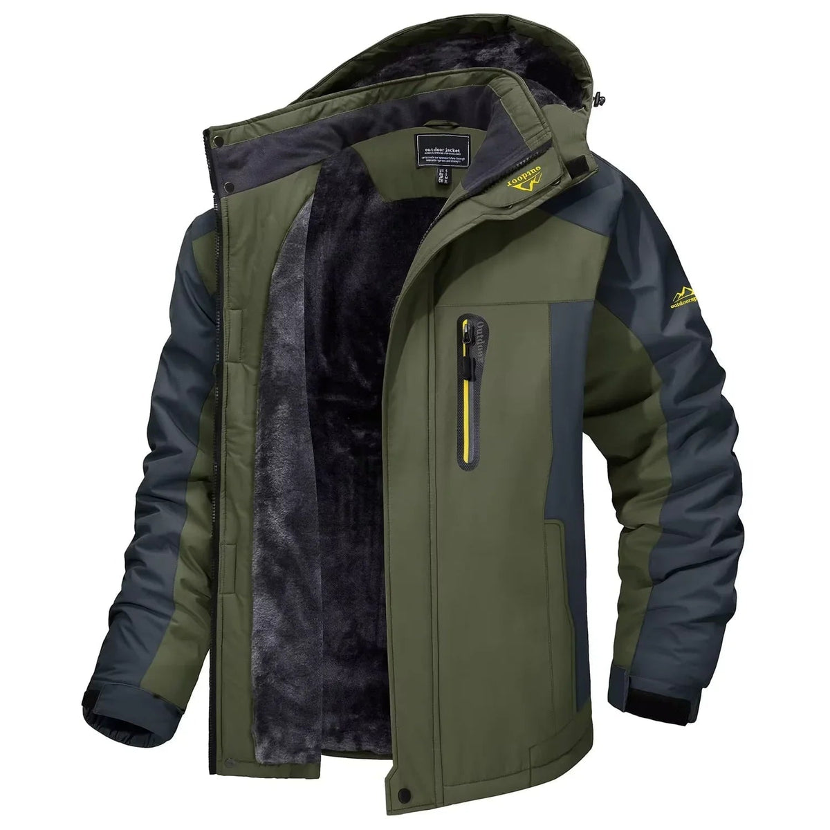 Men's Winter Jackets Waterproof with Fleece Lining and Detachable Hood
