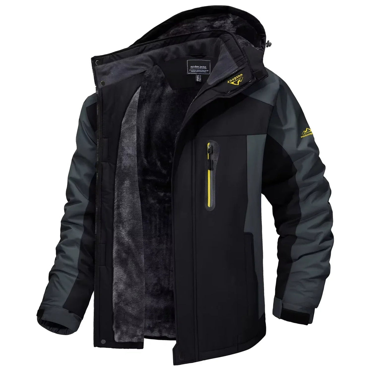 Men's Winter Jackets Waterproof with Fleece Lining and Detachable Hood
