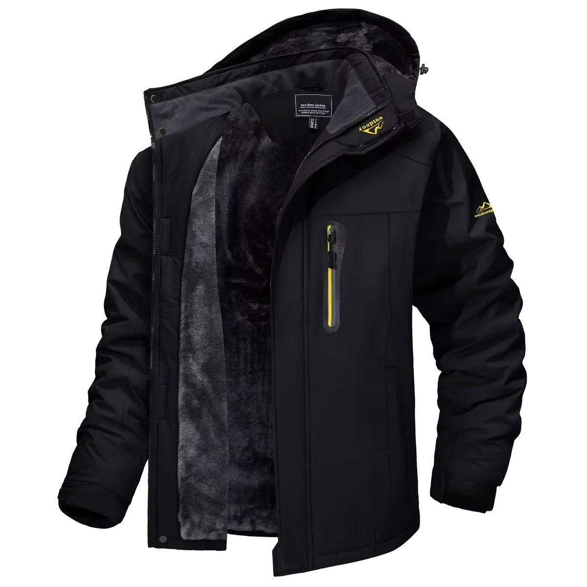 Men's Winter Jackets Waterproof with Fleece Lining and Detachable Hood
