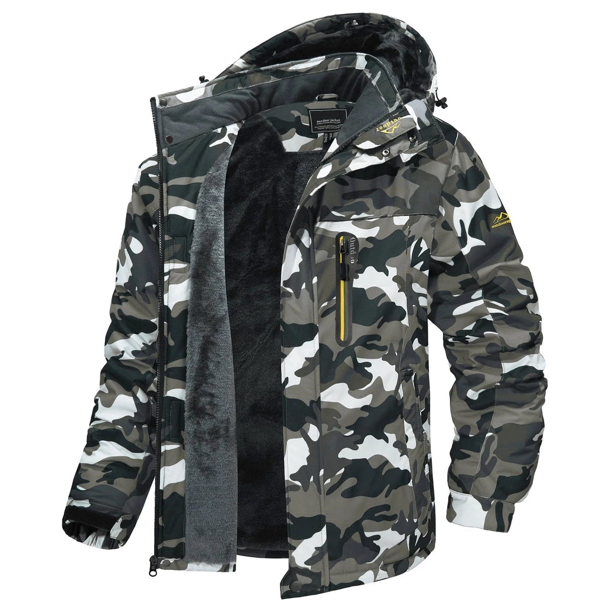 Men's Winter Jackets Waterproof with Fleece Lining and Detachable Hood