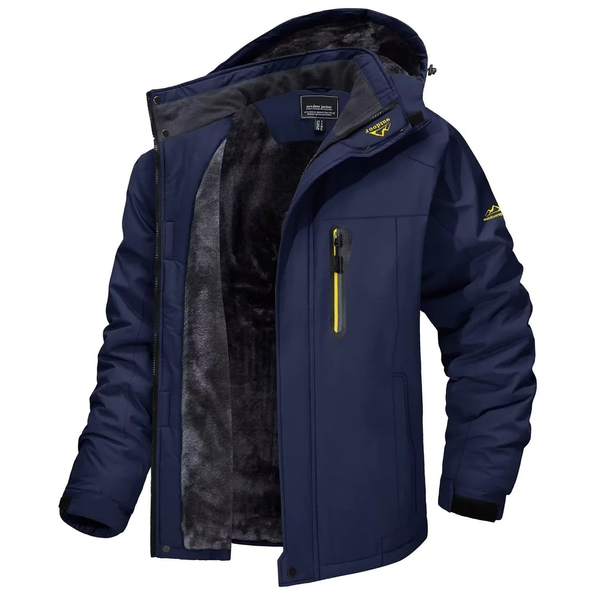 Men's Winter Jackets Waterproof with Fleece Lining and Detachable Hood
