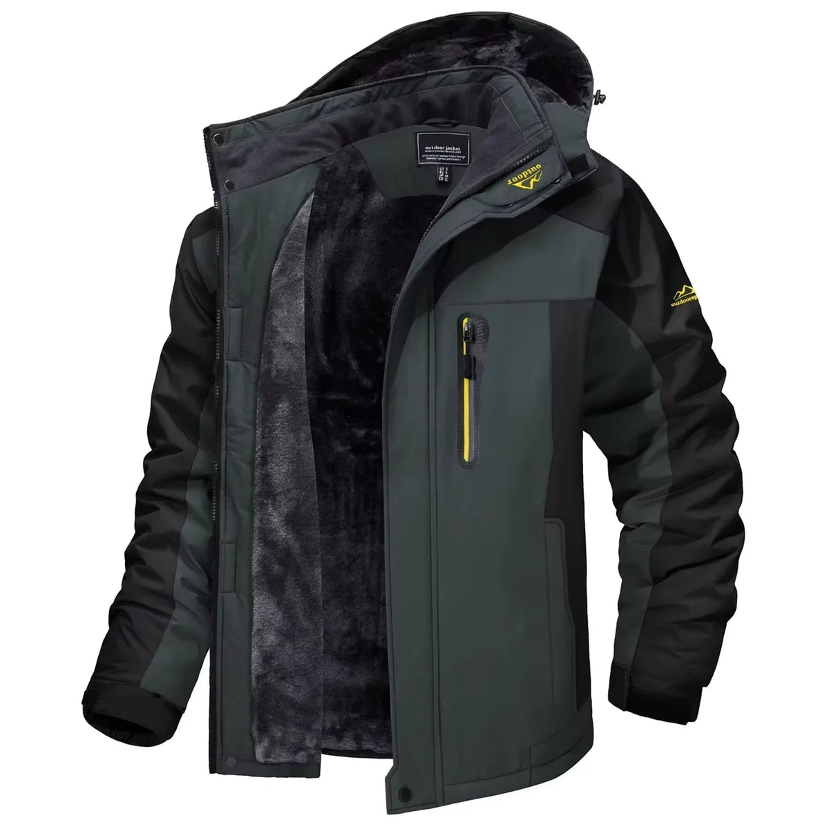Men's Winter Jackets Waterproof with Fleece Lining and Detachable Hood