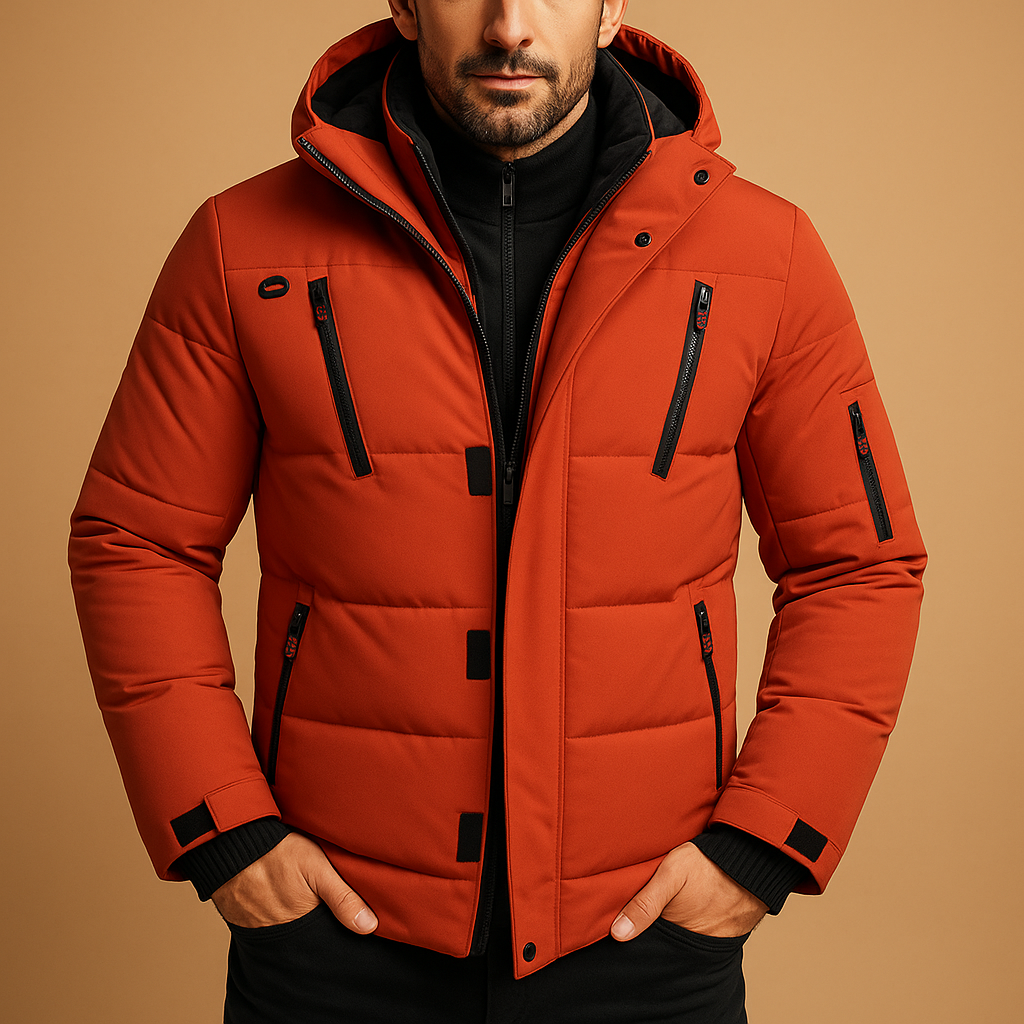 Men's Winter Jackets with Quilted Puffer Design and Zippered Pockets