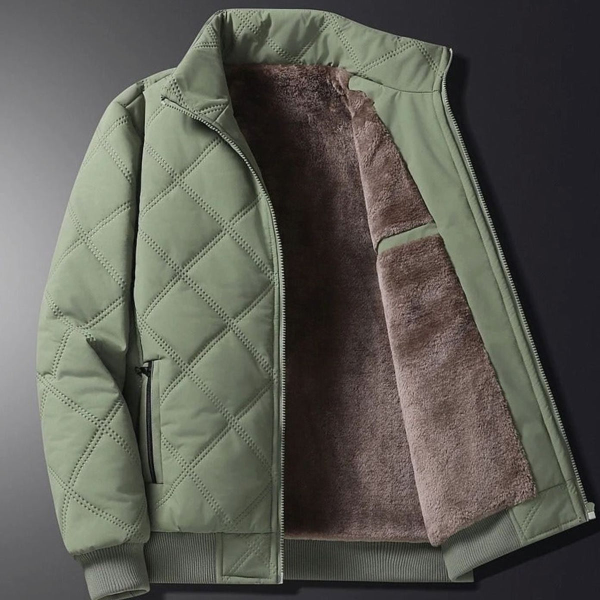 Men's Winter Jackets with Quilted Shell and Fleece Lining Bomber